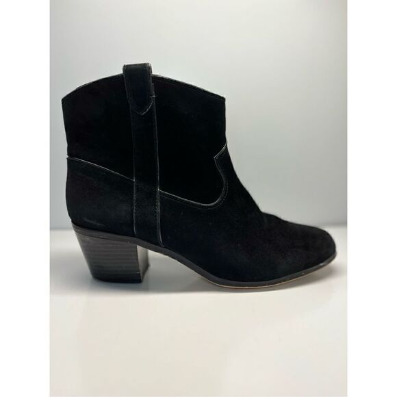 Vince Camuto Hinge Womens Sz 9.5M Black Suede Leather Heels Ankle Boots NICE!! - Picture 1 of 12
